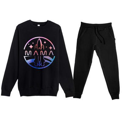 Mama Space Astronaut Rocket Birthday Party Premium Crewneck Sweatsuit Set