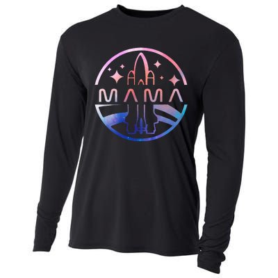 Mama Space Astronaut Rocket Birthday Party Cooling Performance Long Sleeve Crew