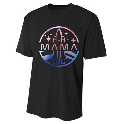 Mama Space Astronaut Rocket Birthday Party Performance Sprint T-Shirt