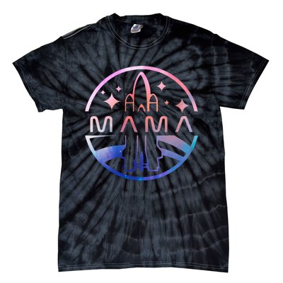 Mama Space Astronaut Rocket Birthday Party Tie-Dye T-Shirt