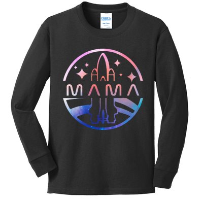 Mama Space Astronaut Rocket Birthday Party Kids Long Sleeve Shirt