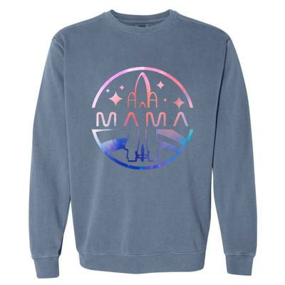 Mama Space Astronaut Rocket Birthday Party Garment-Dyed Sweatshirt