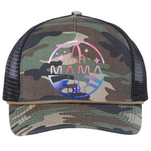 Mama Space Astronaut Rocket Birthday Party Retro Rope Trucker Hat Cap