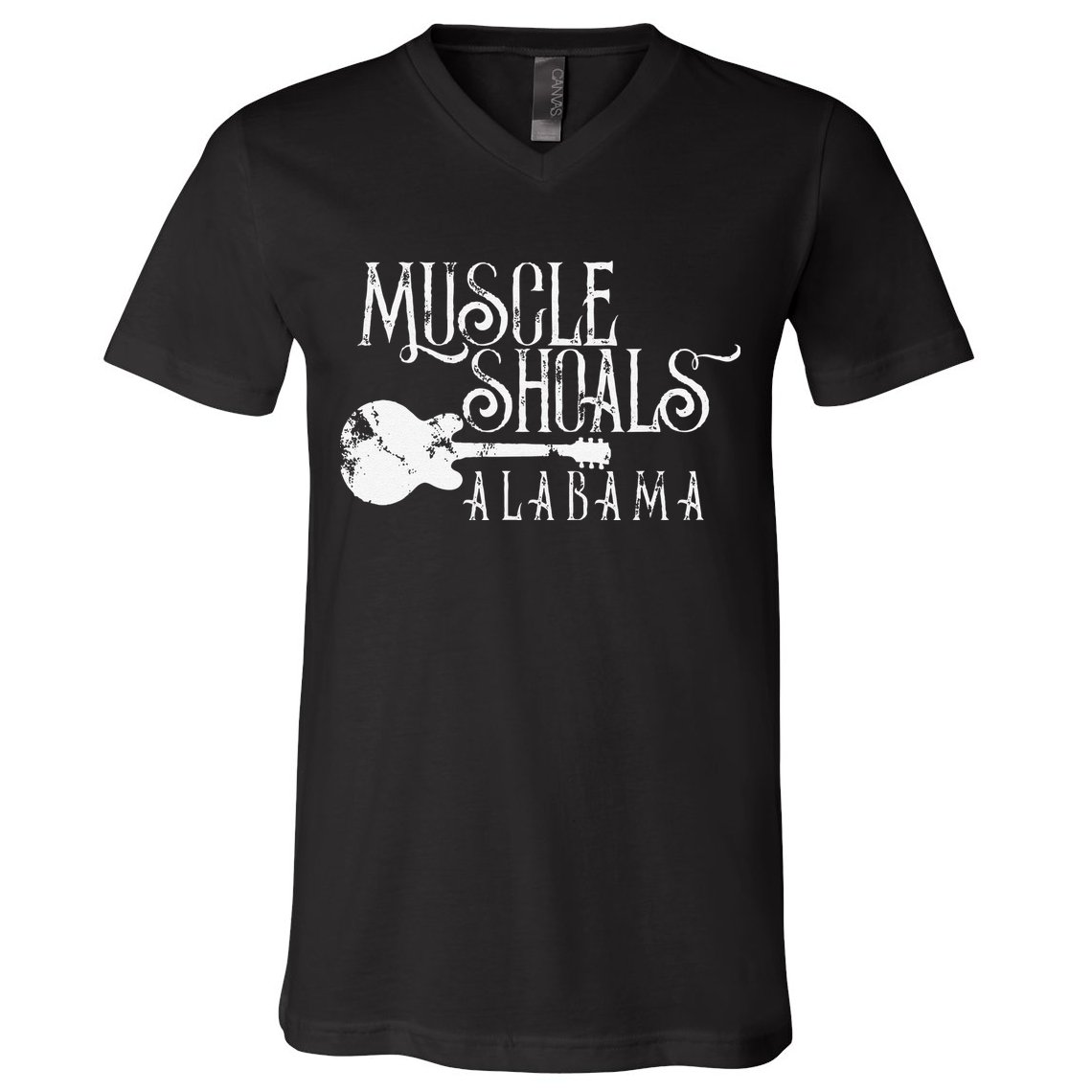 Muscle Shoals Alabama With Guitar Swampy Soul Music Fans V-Neck T-Shirt