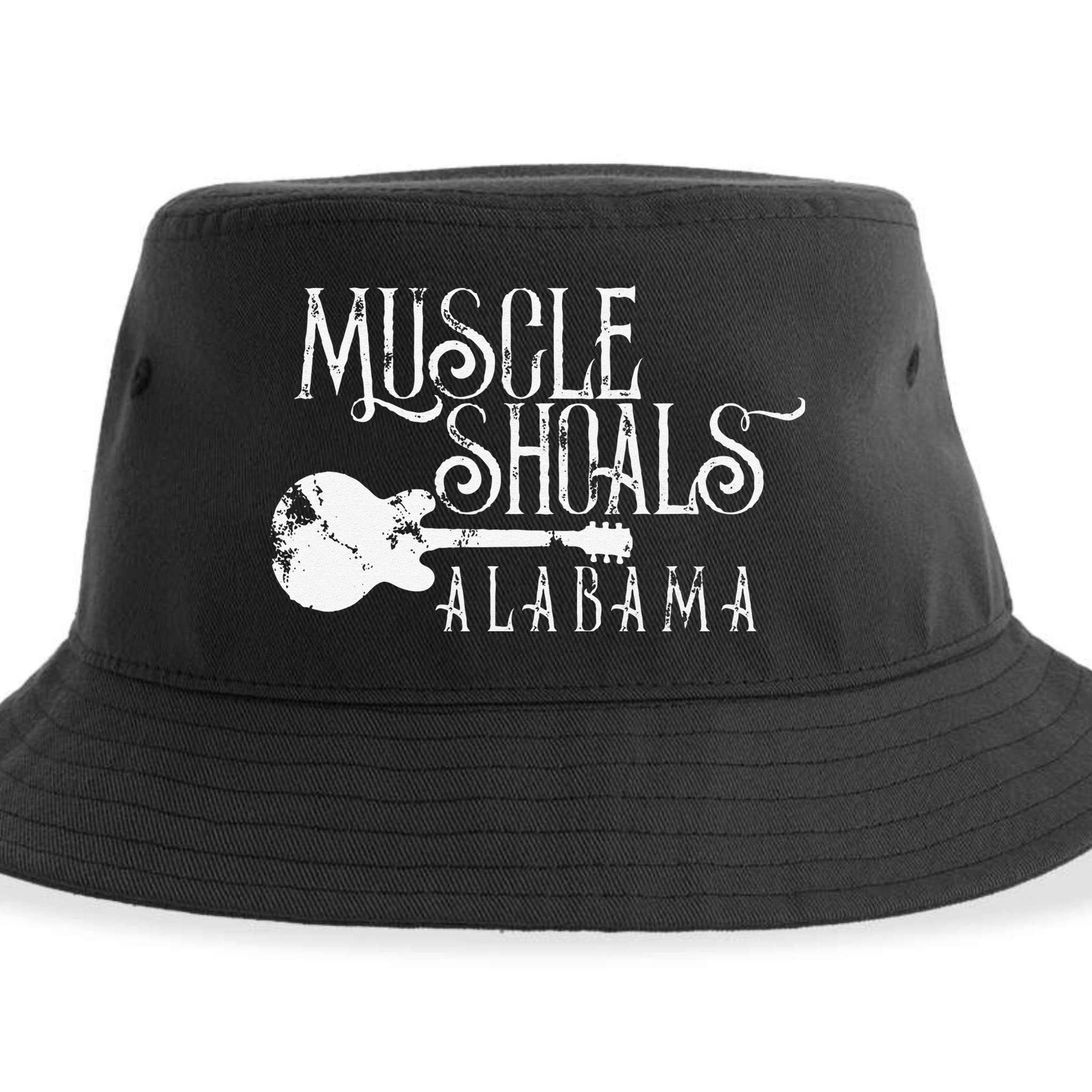 Muscle Shoals Alabama With Guitar Swampy Soul Music Fans Sustainable Bucket Hat