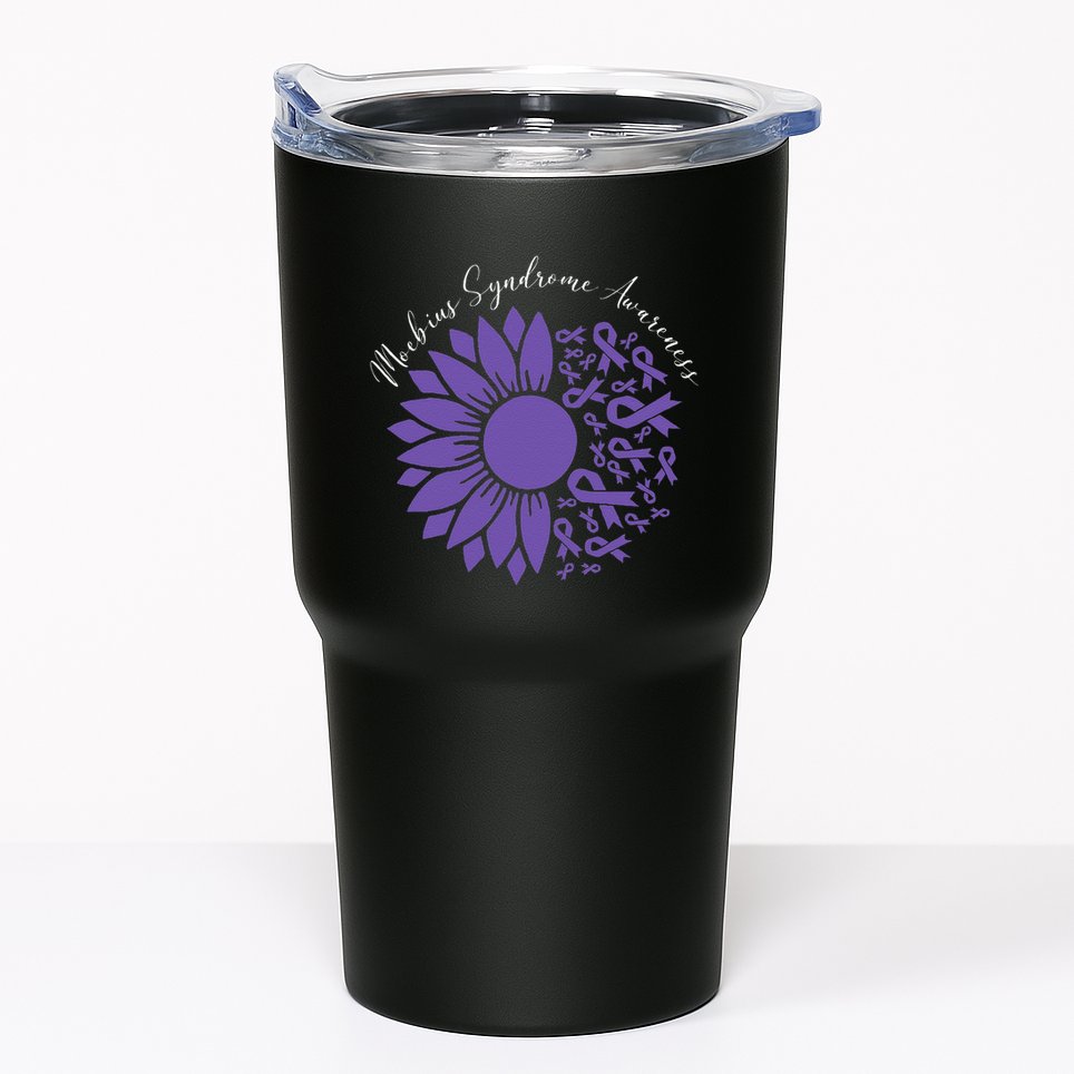 Moebius Syndrome Awareness Sunflower Purple Ribbon Support Gift Tumbler