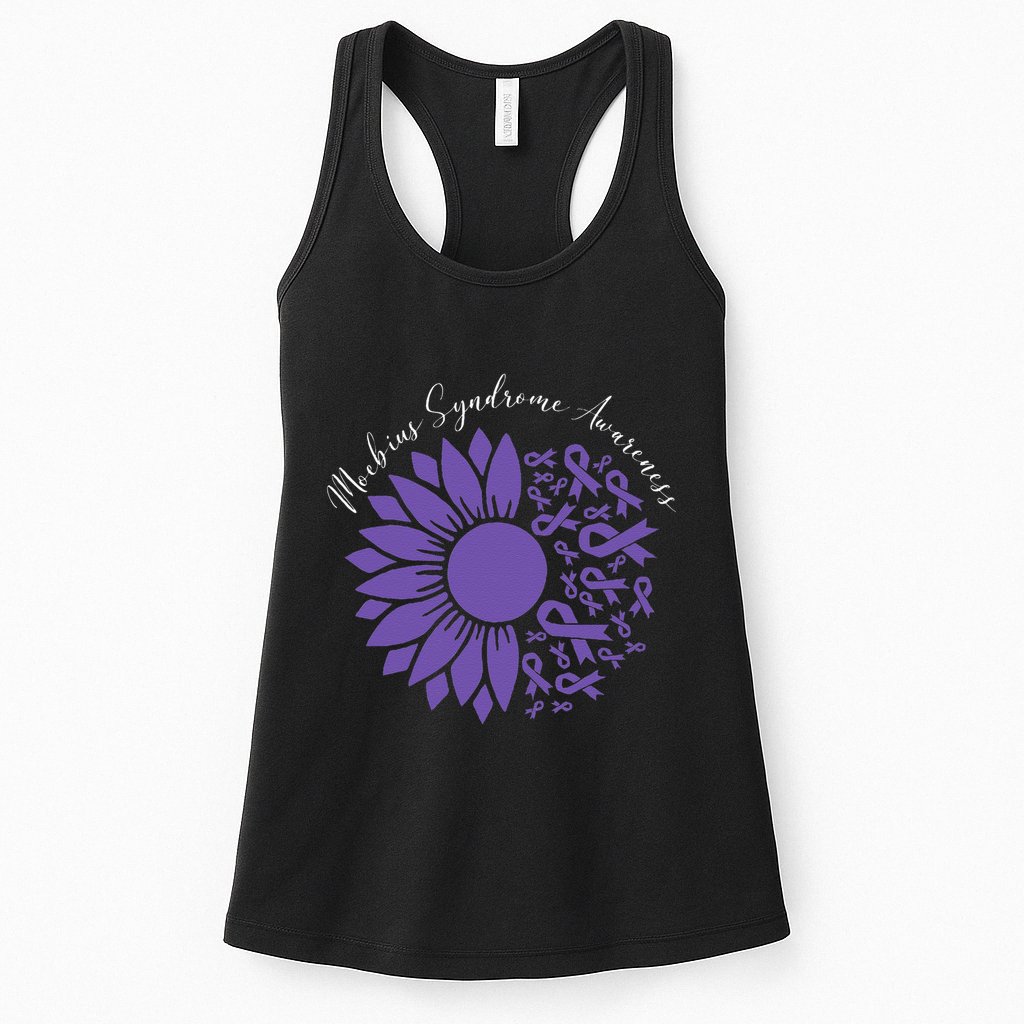 Moebius Syndrome Awareness Sunflower Purple Ribbon Support Gift Womens Tank Top