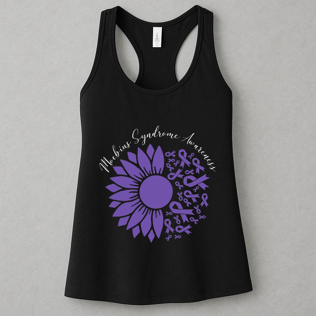 Moebius Syndrome Awareness Sunflower Purple Ribbon Support Gift Womens Tank Top