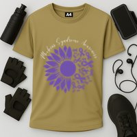 Moebius Syndrome Awareness Sunflower Purple Ribbon Support Gift Cooling Performance Crew T-Shirt