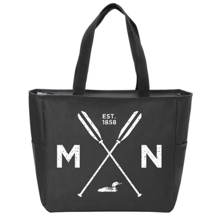 Minnesota State Awesome Mn Nice Adventure 1858 Loon Zip Tote Bag