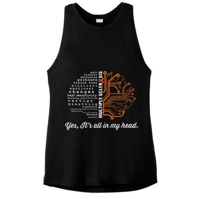 Multiple Sclerosis Awareness MS Head Warrior MS Support Idea Ladies PosiCharge Tri-Blend Wicking Tank