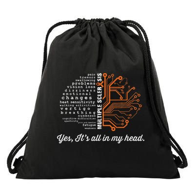 Multiple Sclerosis Awareness MS Head Warrior MS Support Idea Drawstring Bag