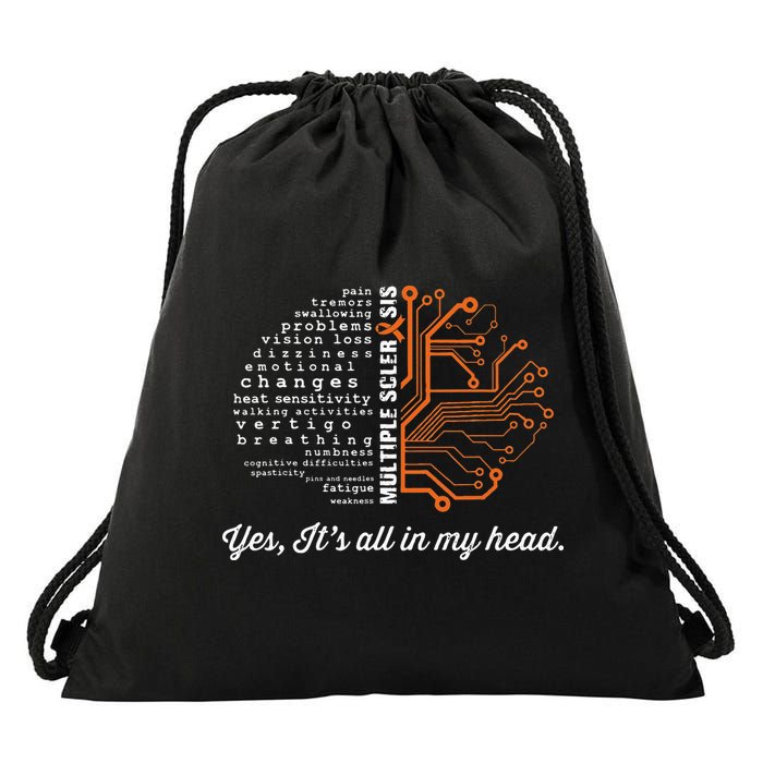 Multiple Sclerosis Awareness MS Head Warrior MS Support Idea Drawstring Bag