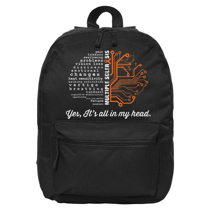 Multiple Sclerosis Awareness MS Head Warrior MS Support Idea 16 in Basic Backpack