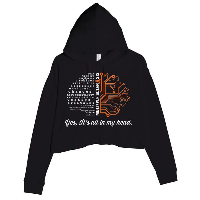 Multiple Sclerosis Awareness MS Head Warrior MS Support Idea Crop Fleece Hoodie