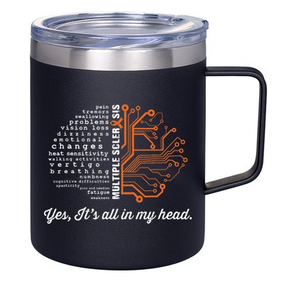 Multiple Sclerosis Awareness MS Head Warrior MS Support Idea 12oz Stainless Steel Coffee Mug
