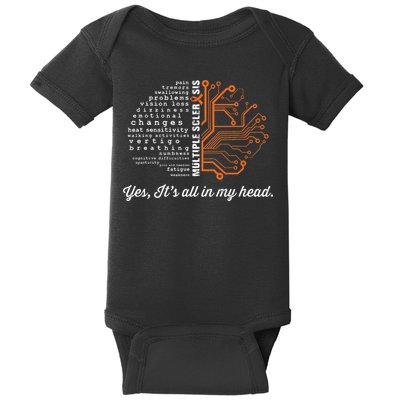 Multiple Sclerosis Awareness MS Head Warrior MS Support Idea Baby Bodysuit