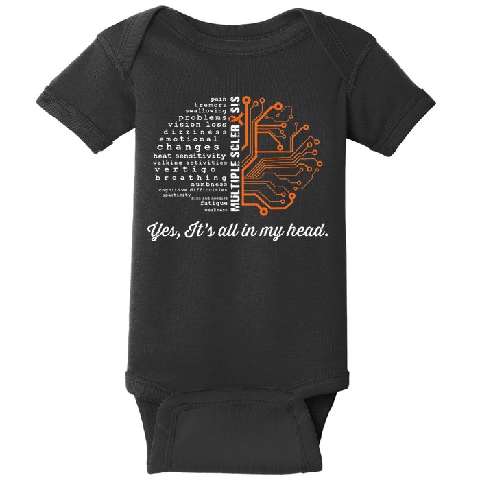 Multiple Sclerosis Awareness MS Head Warrior MS Support Idea Baby Bodysuit