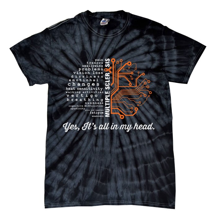 Multiple Sclerosis Awareness MS Head Warrior MS Support Idea Tie-Dye T-Shirt
