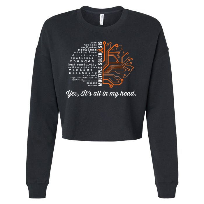 Multiple Sclerosis Awareness MS Head Warrior MS Support Idea Cropped Pullover Crew