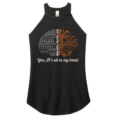 Multiple Sclerosis Awareness MS Head Warrior MS Support Idea Women's Perfect Tri Rocker Tank