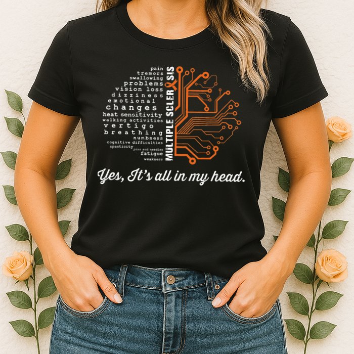 Multiple Sclerosis Awareness MS Head Warrior MS Support Idea Womens T-Shirt
