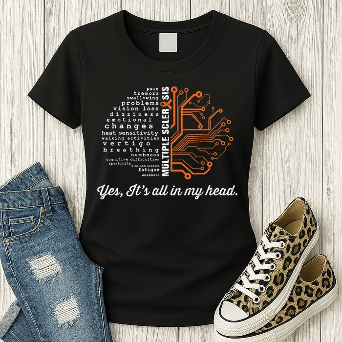 Multiple Sclerosis Awareness MS Head Warrior MS Support Idea Womens T-Shirt