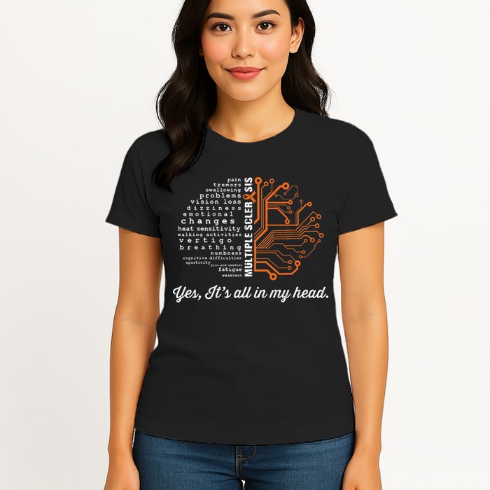 Multiple Sclerosis Awareness MS Head Warrior MS Support Idea Womens T-Shirt