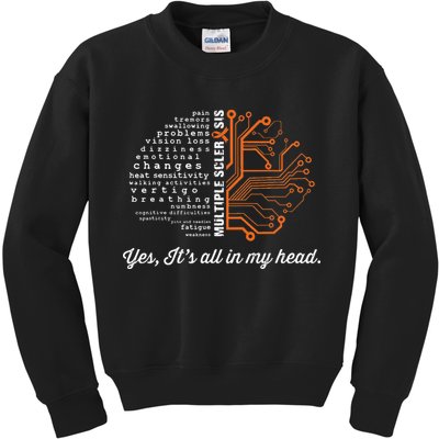 Multiple Sclerosis Awareness MS Head Warrior MS Support Idea Kids Sweatshirt