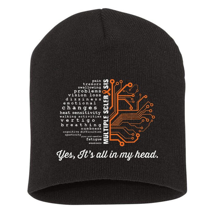 Multiple Sclerosis Awareness MS Head Warrior MS Support Idea Short Acrylic Beanie