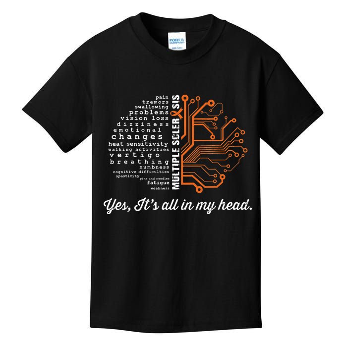 Multiple Sclerosis Awareness MS Head Warrior MS Support Idea Kids T-Shirt