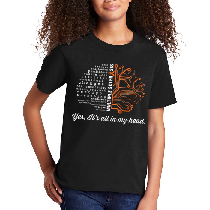 Multiple Sclerosis Awareness MS Head Warrior MS Support Idea Kids T-Shirt