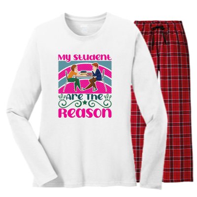 My Student Are The Reason Women's Long Sleeve Flannel Pajama Set 