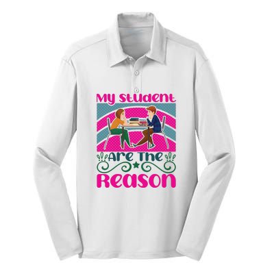 My Student Are The Reason Silk Touch Performance Long Sleeve Polo