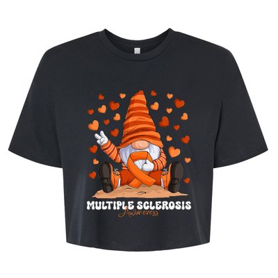 Multiple Sclerosis Awareness Month Orange Ribbon Gnome Bella+Canvas Jersey Crop Tee