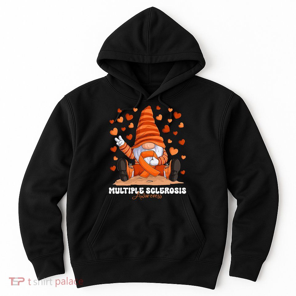 Multiple Sclerosis Awareness Month Orange Ribbon Gnome Hoodie