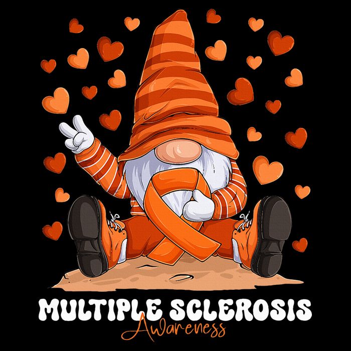 Multiple Sclerosis Awareness Month Orange Ribbon Gnome 7-Panel Snapback Hat