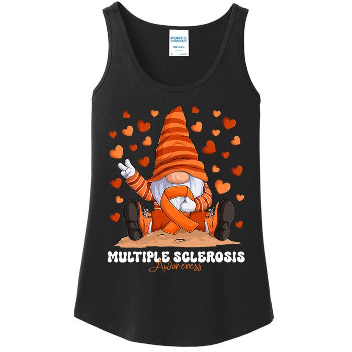 Multiple Sclerosis Awareness Month Orange Ribbon Gnome Ladies Essential Tank