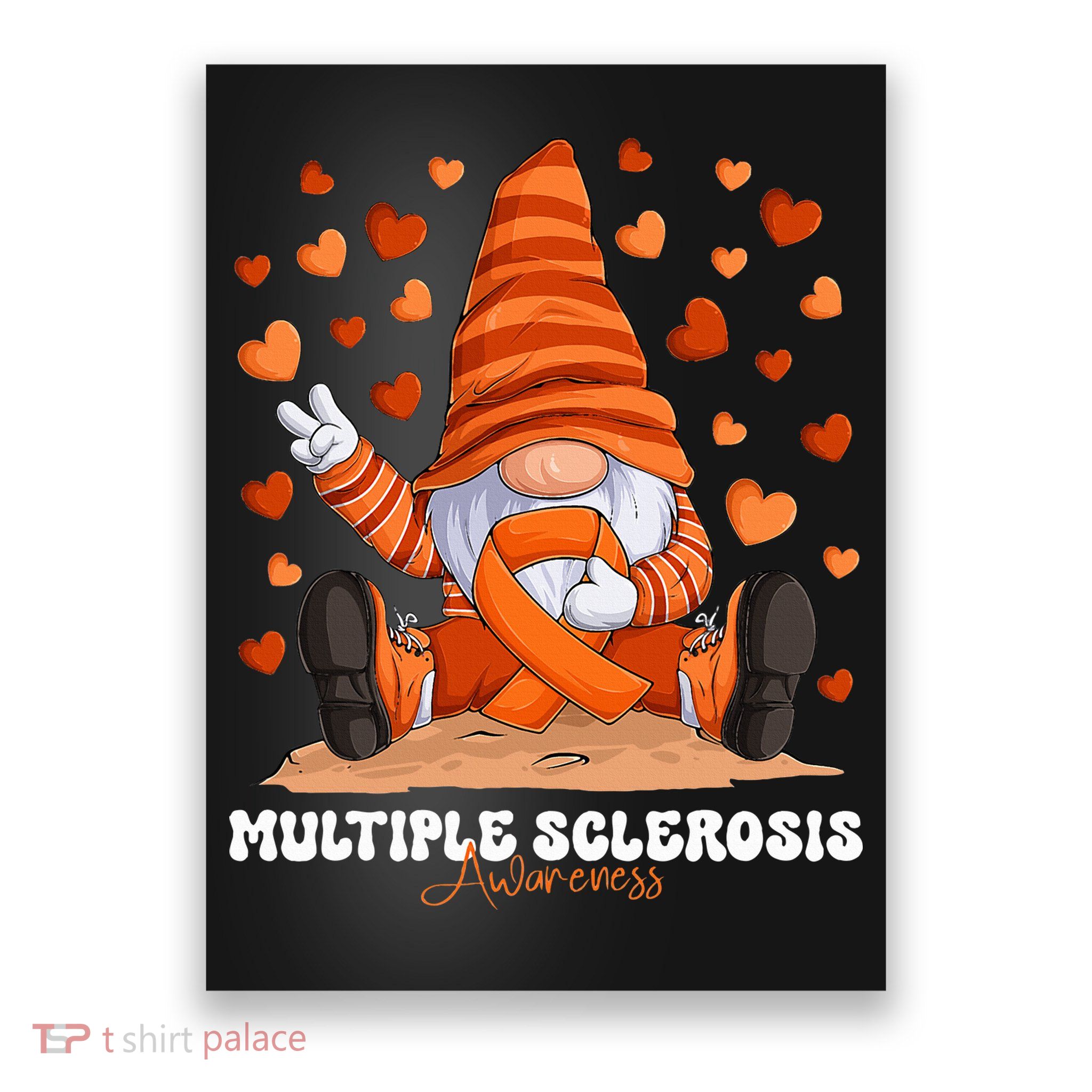 Multiple Sclerosis Awareness Month Orange Ribbon Gnome Poster