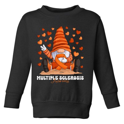 Multiple Sclerosis Awareness Month Orange Ribbon Gnome Toddler Sweatshirt
