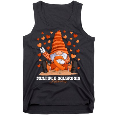 Multiple Sclerosis Awareness Month Orange Ribbon Gnome Tank Top