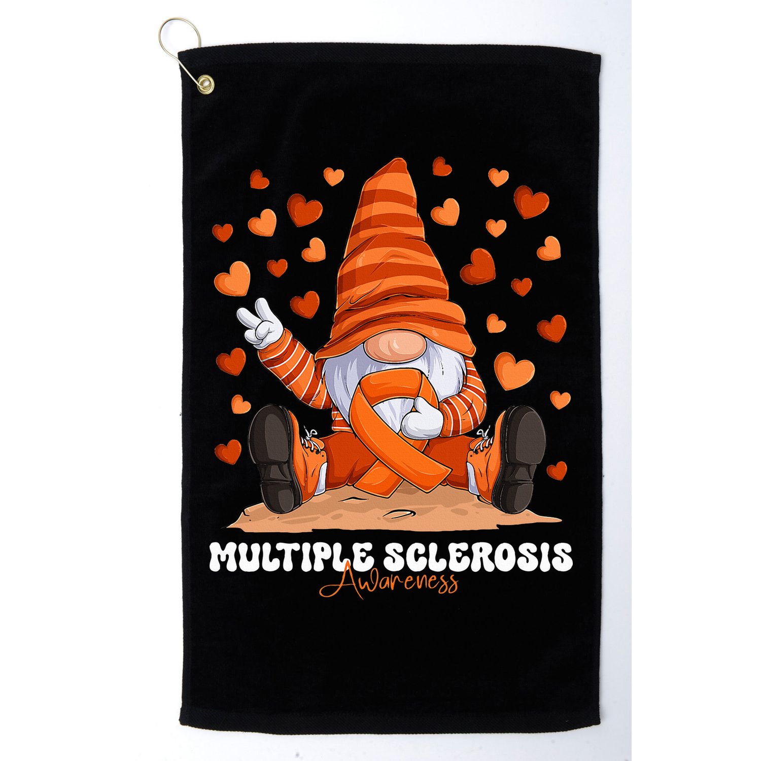 Multiple Sclerosis Awareness Month Orange Ribbon Gnome Golf Towel
