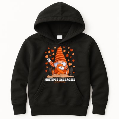 Multiple Sclerosis Awareness Month Orange Ribbon Gnome Kids Hoodie