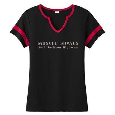 Muscle Shoals Alabama 3614 Jackson Highway Music Souvenir Ladies Halftime Notch Neck Tee