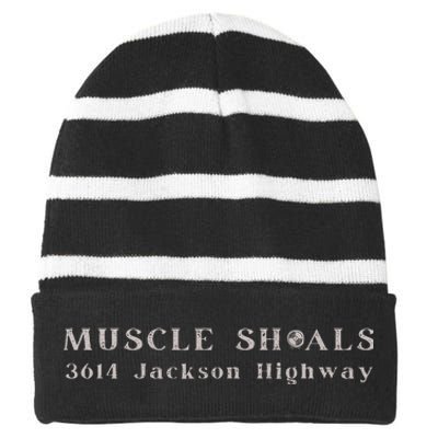 Muscle Shoals Alabama 3614 Jackson Highway Music Souvenir Striped Beanie with Solid Band