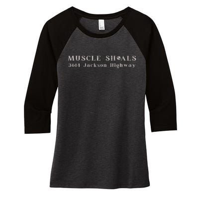 Muscle Shoals Alabama 3614 Jackson Highway Music Souvenir Women's Tri-Blend 3/4-Sleeve Raglan Shirt