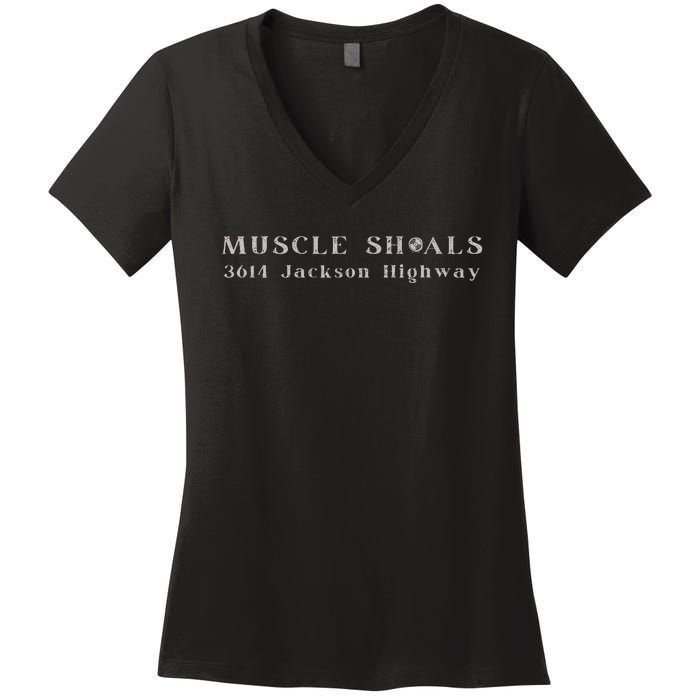 Muscle Shoals Alabama 3614 Jackson Highway Music Souvenir Women's V-Neck T-Shirt