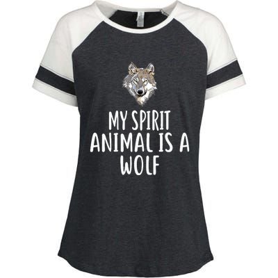 My Spirit Animal Is A WOLF Funny WOLVES Enza Ladies Jersey Colorblock Tee