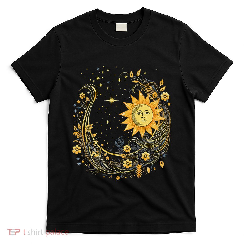 Mystic Sun And Moon Woman Mystical Flowers Aesthetic T-Shirt