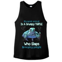 My Spirit Animal Is Grumpy Turtle Who Slaps Annoying People Ladies PosiCharge Tri-Blend Wicking Tank